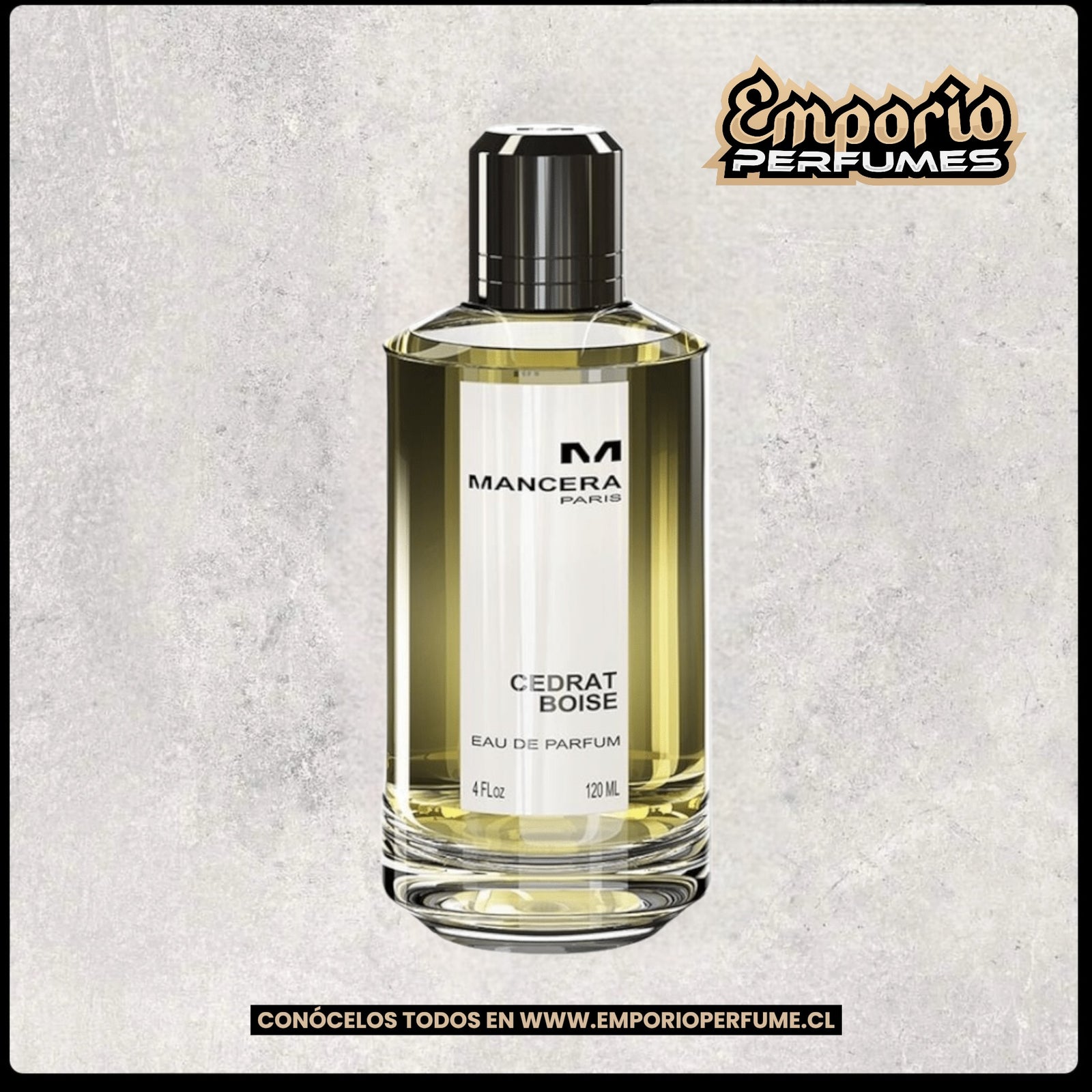 Perfume Mancera Cedrat Boise EDP 120 ml para hombre, botella de vidrio con tapa negra y etiqueta blanca