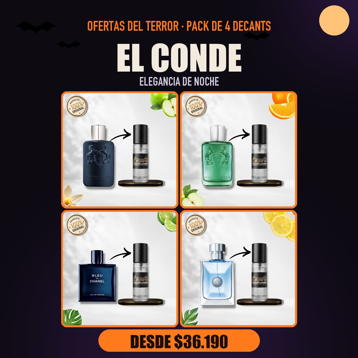 Pack del Terror El Conde: Parfums De Marly Layton, Parfums De Marly Greenley, Chanel Bleu eau de parfum, Versace Pour Homme EDT