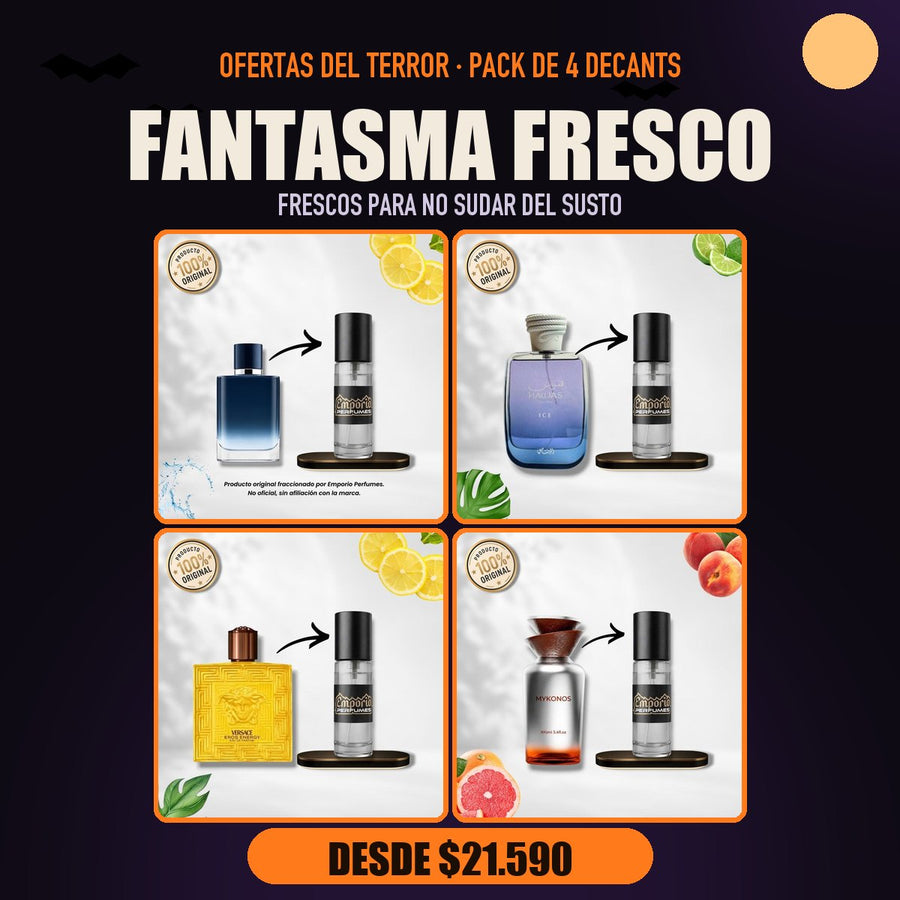 Pack del Terror Fantasma Fresco: Acqua Di Gio Profondo EDP, Rasasi Hawas Ice, Versace Eros Energy, Mykonos Reflection