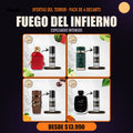 Pack del Terror Fuego del Infierno: Dumont Nitro Red, Maison Alhambra Spectre Malachite, Lattafa Asad Bourbon, Rasasi Hawas Black