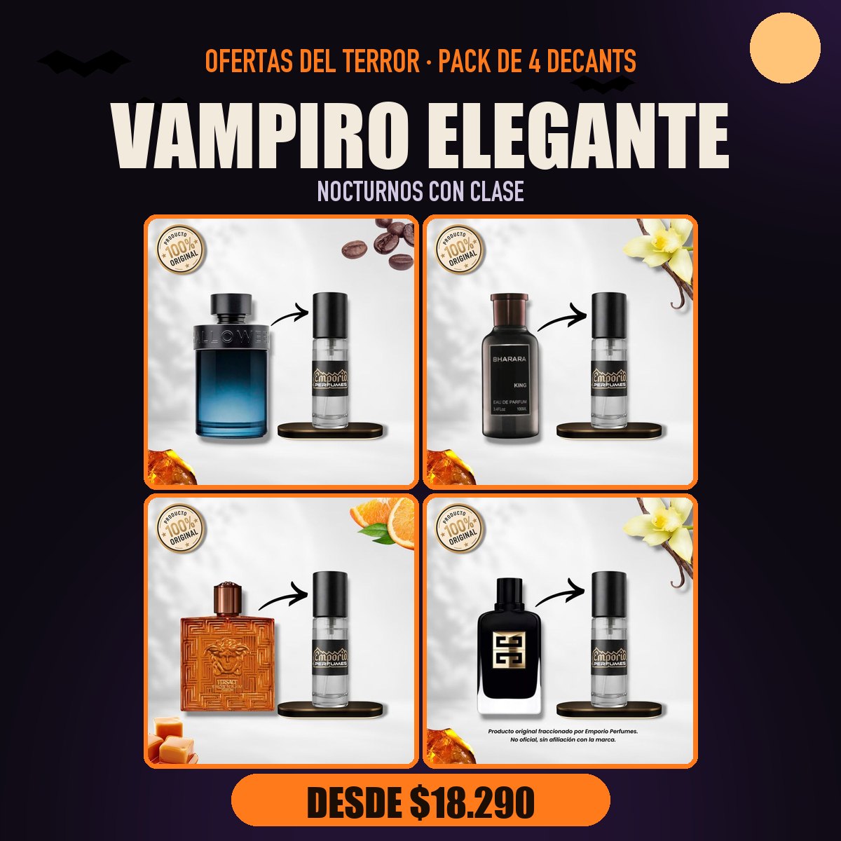 Pack del Terror Vampiro Elegante: Jesús del Pozo Halloween Man X, Bharara King, Versace Eros Najim, Givenchy Gentleman Ambrée